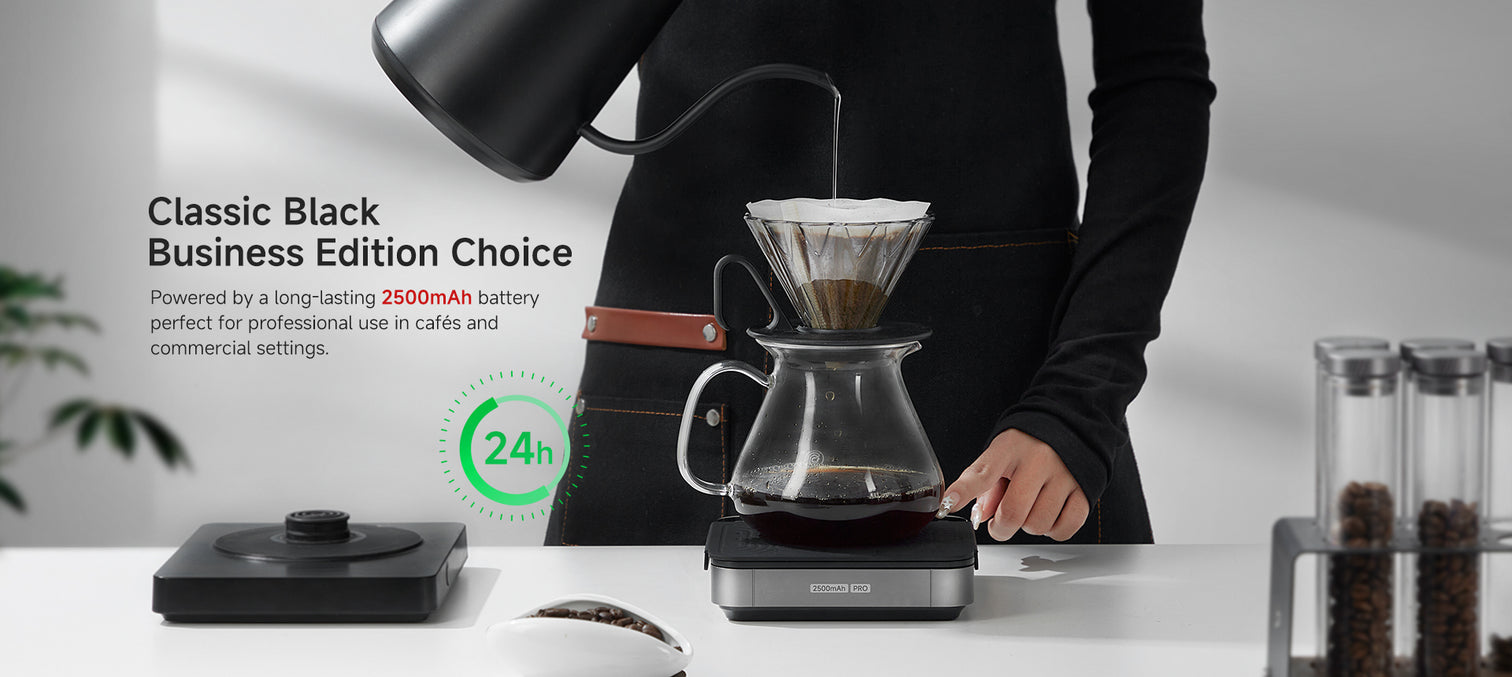 Classic Black – Business Edition Choice
Powered by a long-lasting 2500mAh battery, perfect for professional use in cafés and commercial settings.