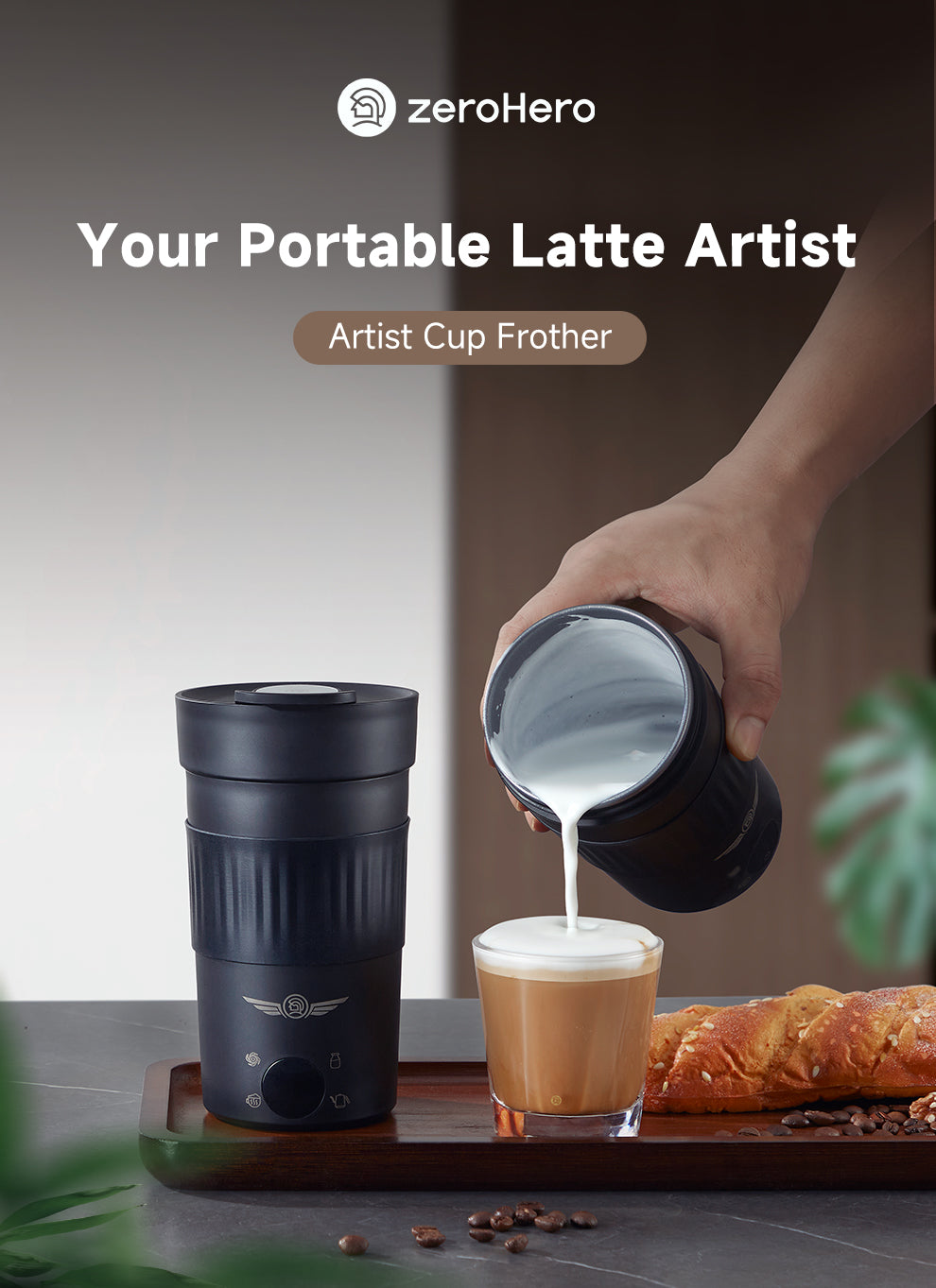 zeroHero Artist Cup Frother | Your Portable Latte Artist