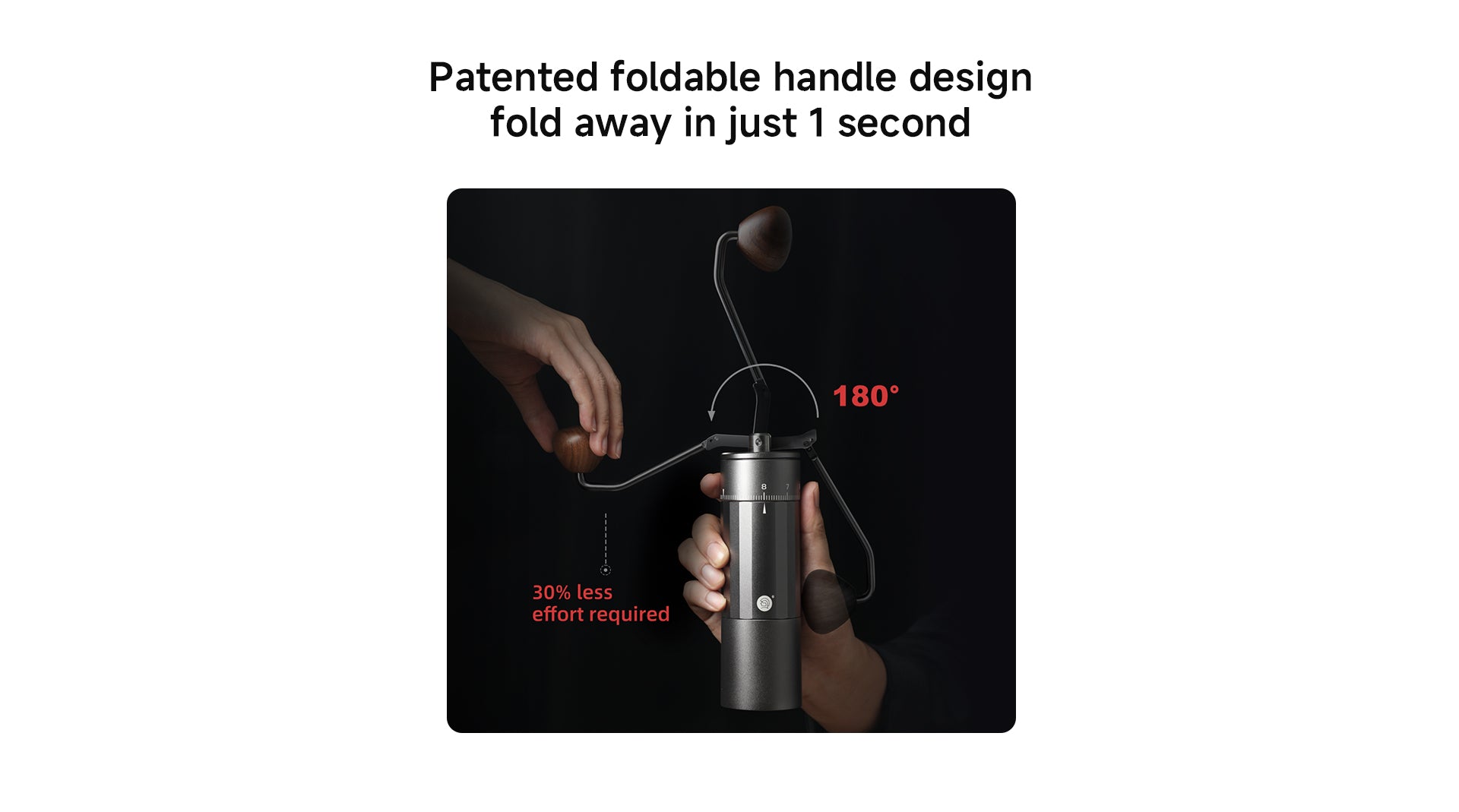 Patented foldable handle design, fold away in just 1 second
省力30%: 30% less effort required