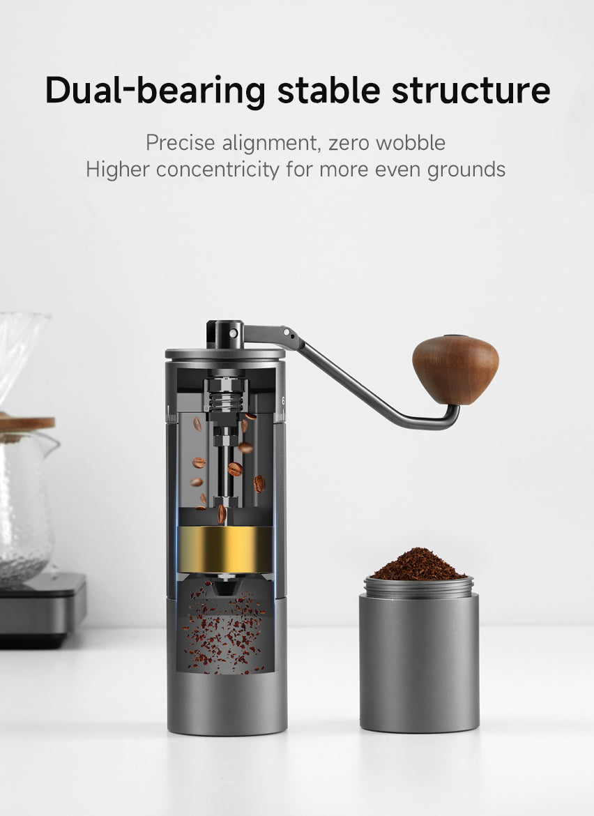 Dual-bearing stable structure
Precise alignment, zero wobble
Higher concentricity for more even grounds