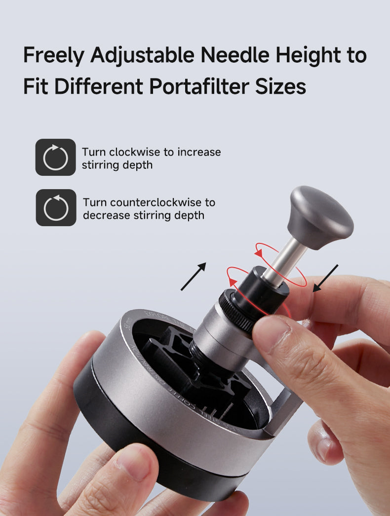 Freely Adjustable Needle Height to Fit Different Portafilter Sizes