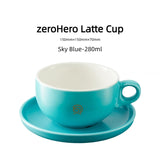 zeroHero 280ml Ceramic Latte Cup - Professional Barista Art Cup with C-Handle