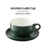 zeroHero 280ml Ceramic Latte Cup - Professional Barista Art Cup with C-Handle
