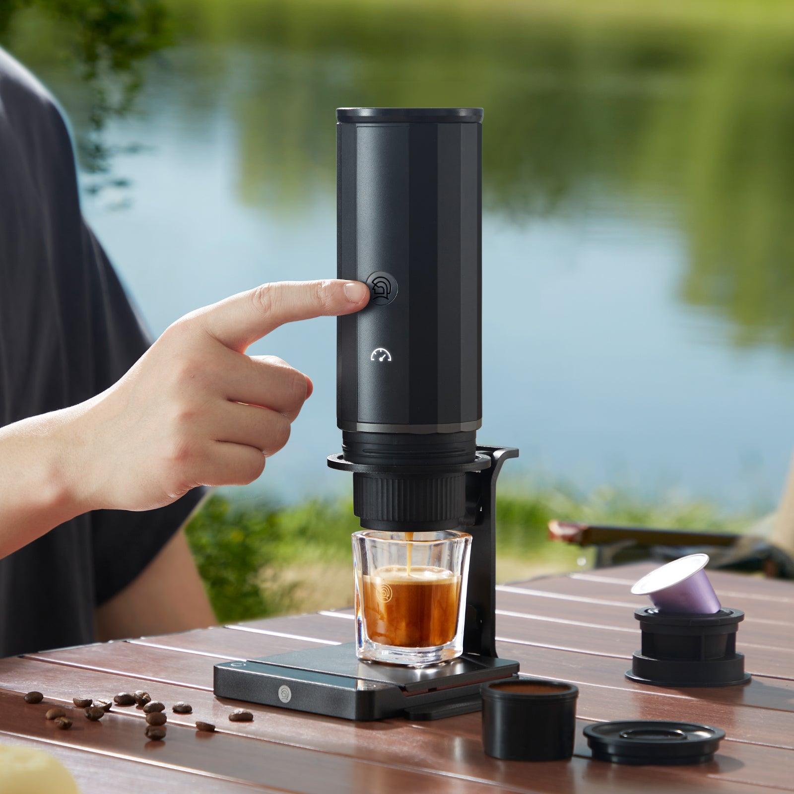 zeroHero Heropresso Portable Espresso Maker-Heated Edition - Handheld Pod Coffee Machine