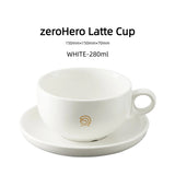 zeroHero 280ml Ceramic Latte Cup - Professional Barista Art Cup with C-Handle