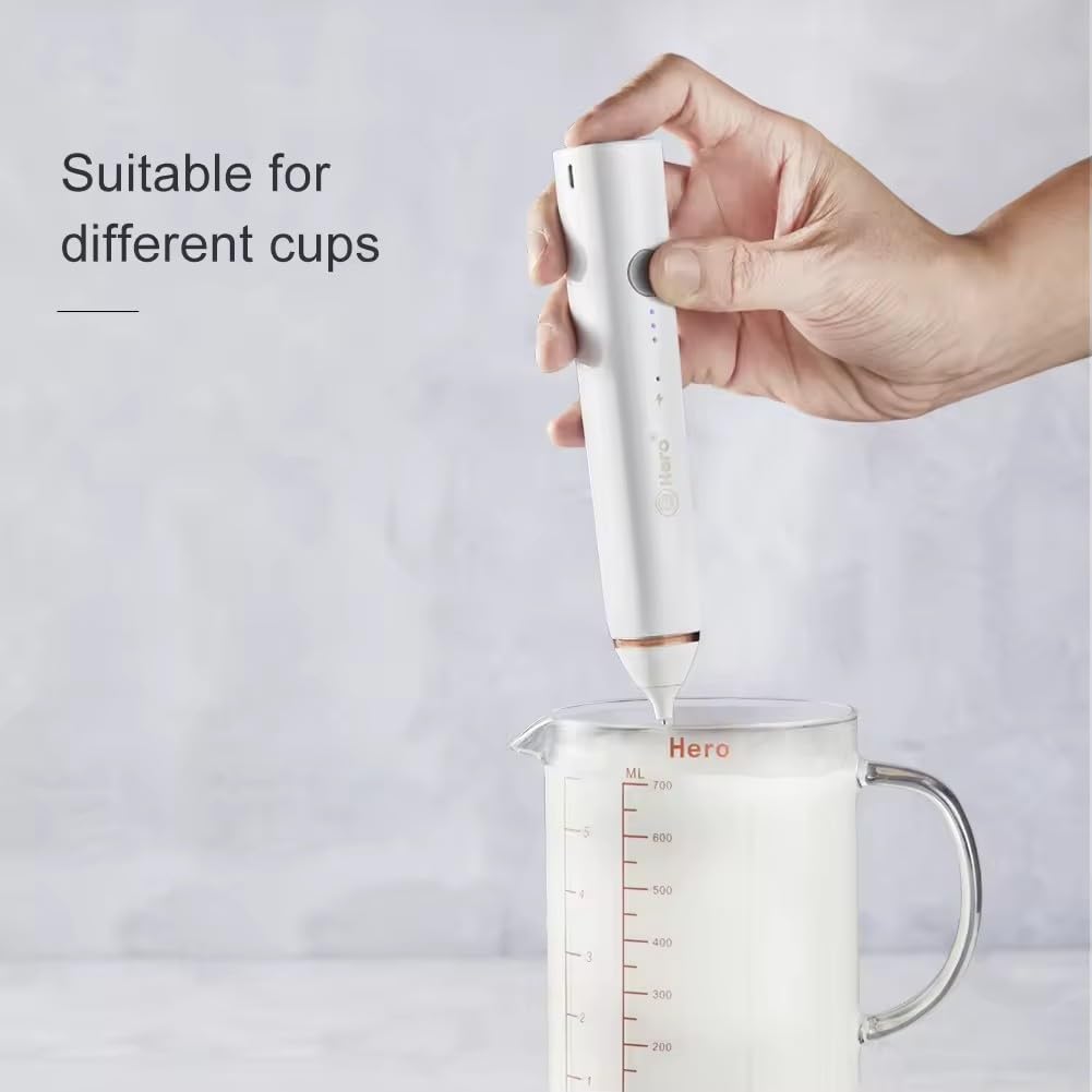 Milk Frother, Rechargeable hand-Held Electric Milk Frother 3 Adjustable USB Charging Can Be Used for Bulletproof Coffee Protein Drinks Matcha Coffee - zerohero