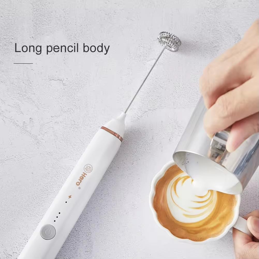 Milk Frother, Rechargeable hand-Held Electric Milk Frother 3 Adjustable USB Charging Can Be Used for Bulletproof Coffee Protein Drinks Matcha Coffee - zerohero