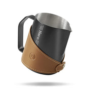 zeroHero Milk Frothing Pitcher 450ml/16oz 304 Stainless Steel Espresso Steaming Pitcher with PU Leather, Milk Frothing Jug,milk frother cup,Milk Jug Cup,Premium Barista Tools,Latte Art (Matte Black) - zerohero