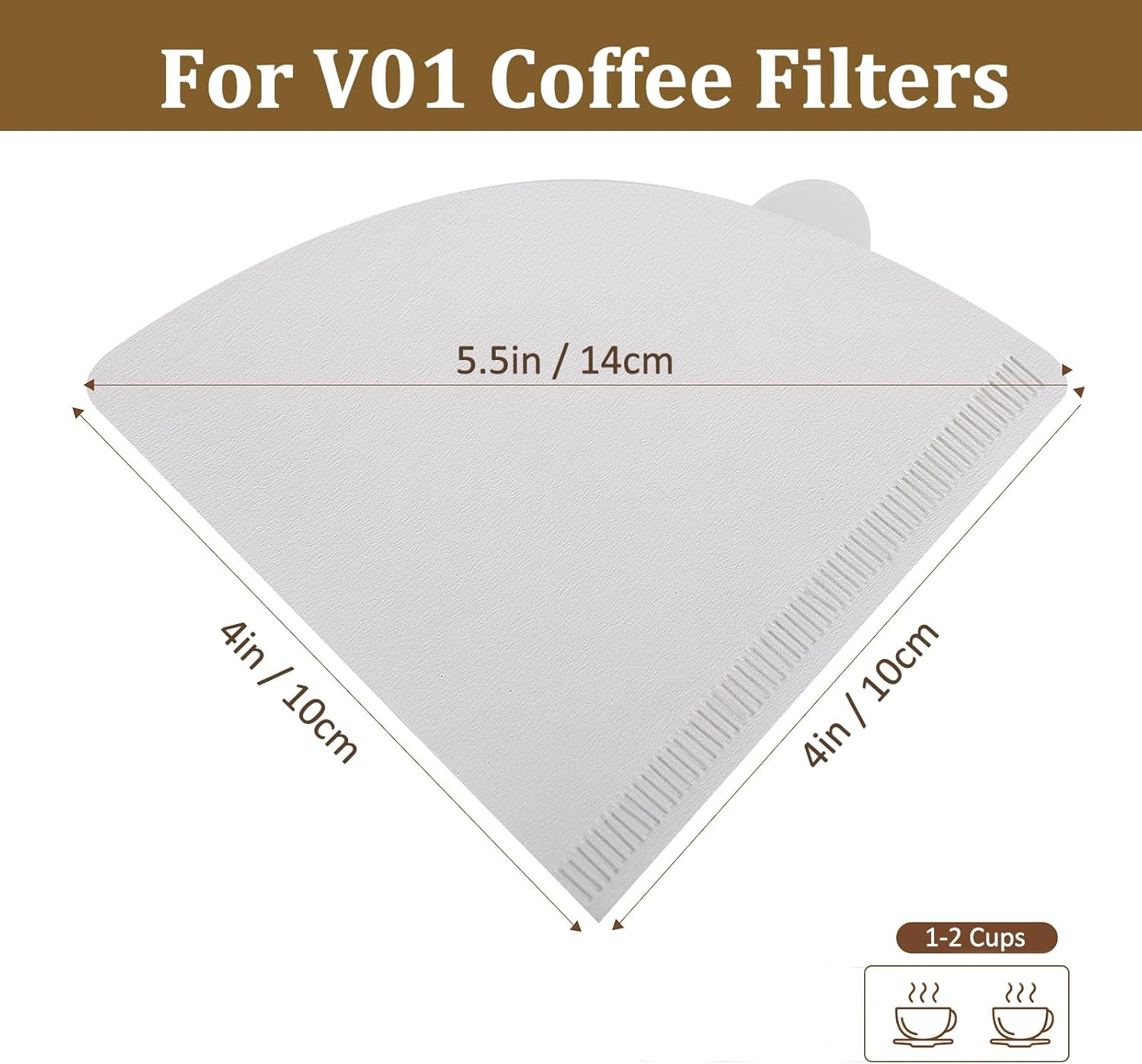 Coffee Filters, Size 01 Cone Filters, Disposable Natural Paper Filters 1-2 Cup For Pour Over and Drip Coffee Maker (White, 100) - zerohero