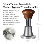 zeroHero 58.5mm Espresso Tamper, Calibrated Tamper with 30lbs Spring-Loaded Tamper,Premium Stainless Steel,Solid Wood,Stainless Steel Threaded Base Compatible with All 58mm Bottomless Portafilter - zerohero