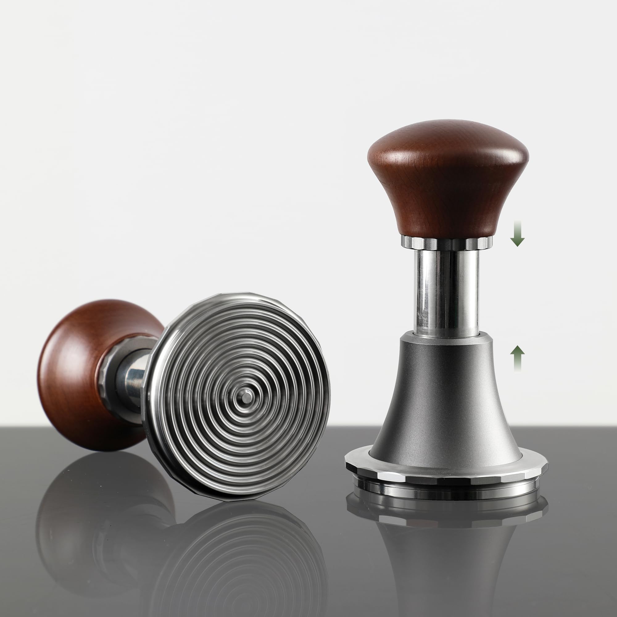 zeroHero 58.5mm Espresso Tamper, Calibrated Tamper with 30lbs Spring-Loaded Tamper,Premium Stainless Steel,Solid Wood,Stainless Steel Threaded Base Compatible with All 58mm Bottomless Portafilter - zerohero