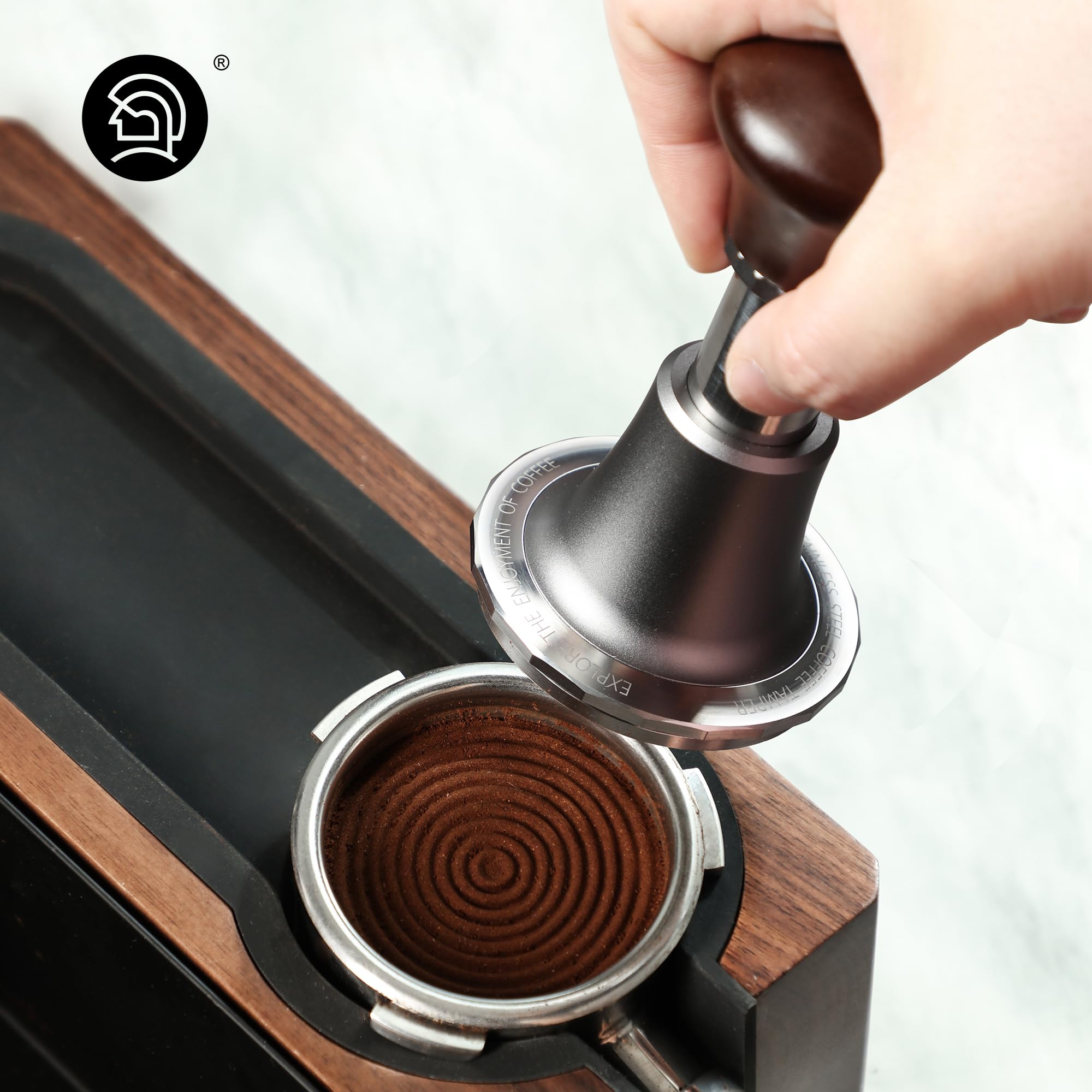 zeroHero 58.5mm Espresso Tamper, Calibrated Tamper with 30lbs Spring-Loaded Tamper,Premium Stainless Steel,Solid Wood,Stainless Steel Threaded Base Compatible with All 58mm Bottomless Portafilter - zerohero