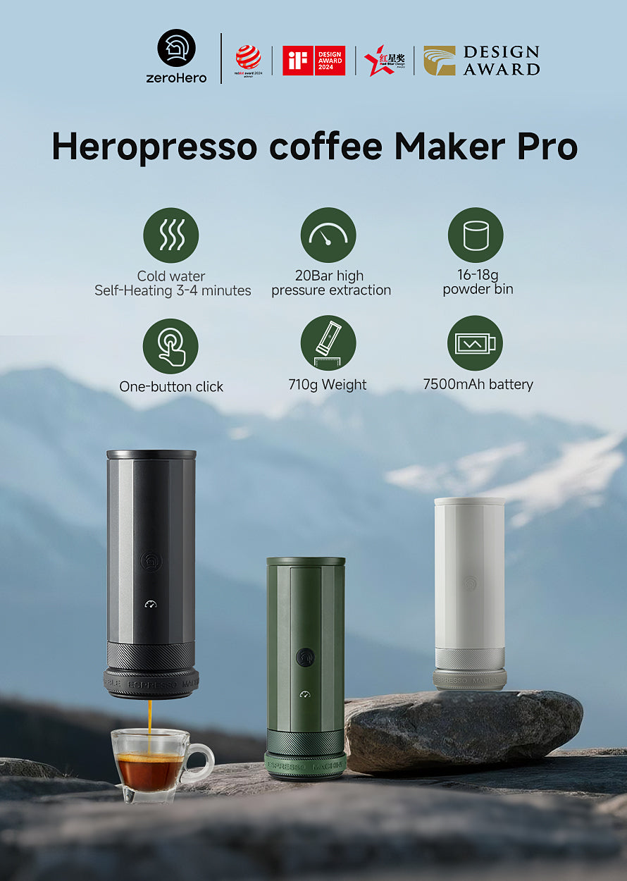 zeroHero Heropresso Pro Portable Espresso Machine 51mm- Electric