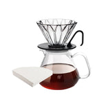 zeroHero Original Glass Pour Over Set - V60 Style Dripper & 1-2 Cups Server