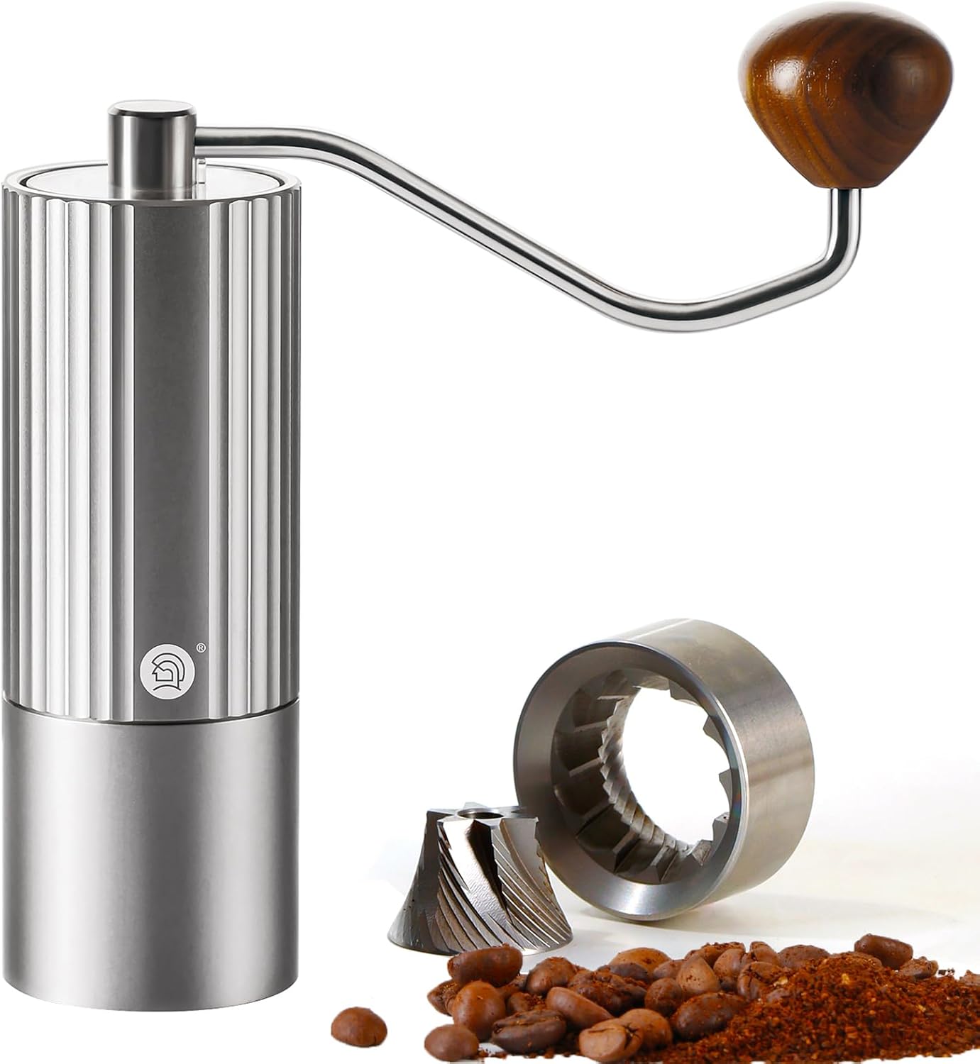 Manual Coffee Grinder, zeroHero Stainless Steel Burr Grinder, Capacity 25g, Internal Adjustable Setting Hand Coffee Grinder Portable Hand Coffee Bean Grinder Mill for Home,Camping Silver - zerohero