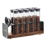 zeroHero Single Dose Coffee Bean Cellar - 10pcs PCTG Tubes with Wooden Stand