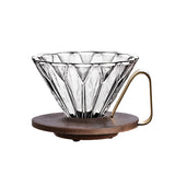 zeroHero Prisma Walnut Glass Dripper - Faceted Borosilicate Glass & Wood Base